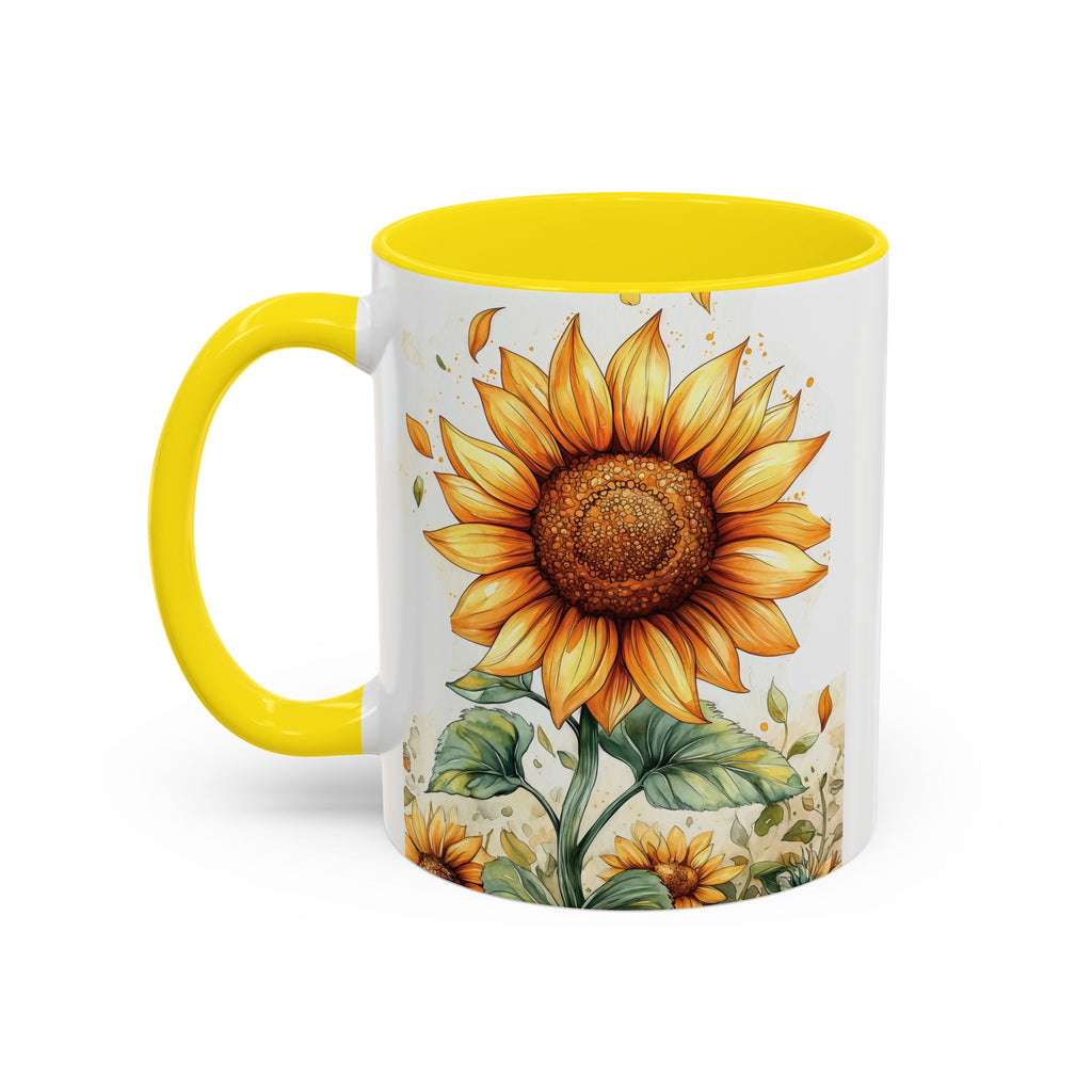 Sunflower Ceramic Coffee Mug — Yellow Interior Accent (11/15oz)