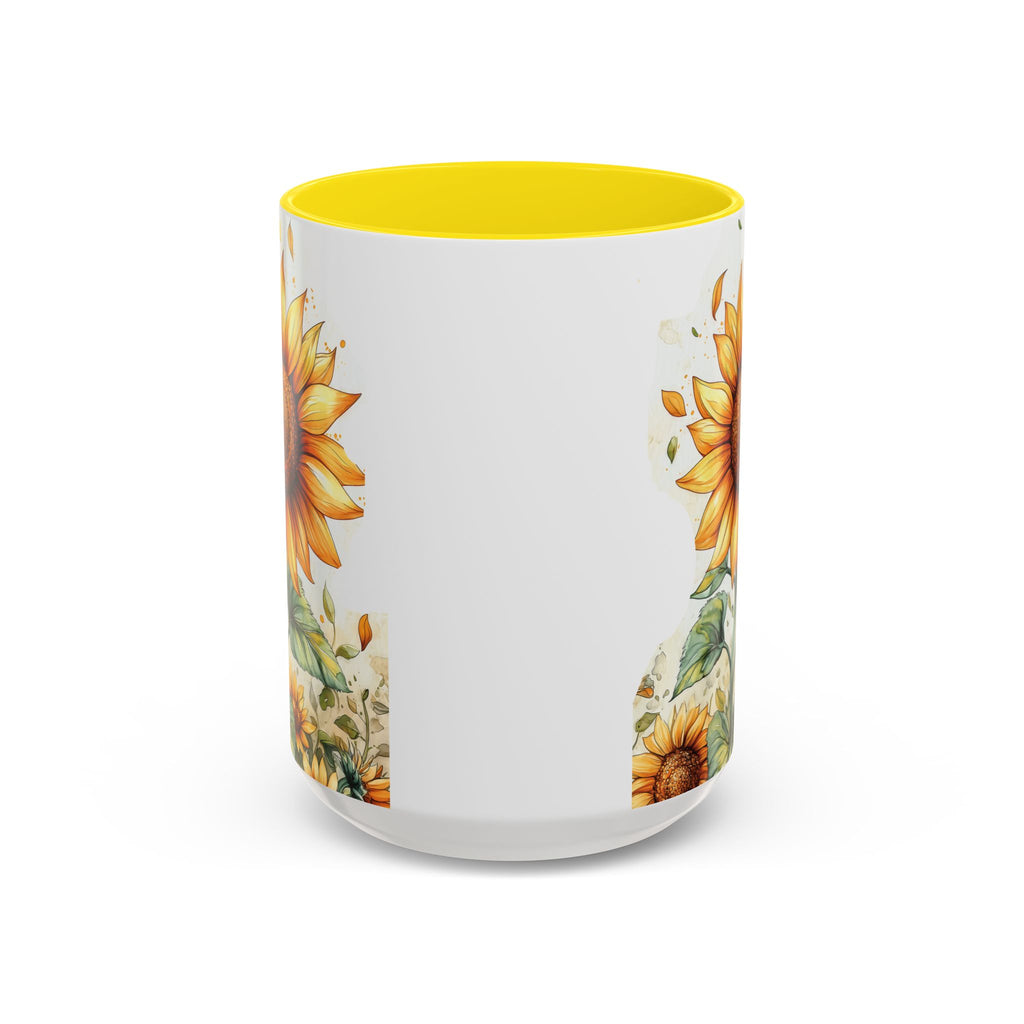 Sunflower Ceramic Coffee Mug — Yellow Interior Accent (11/15oz)