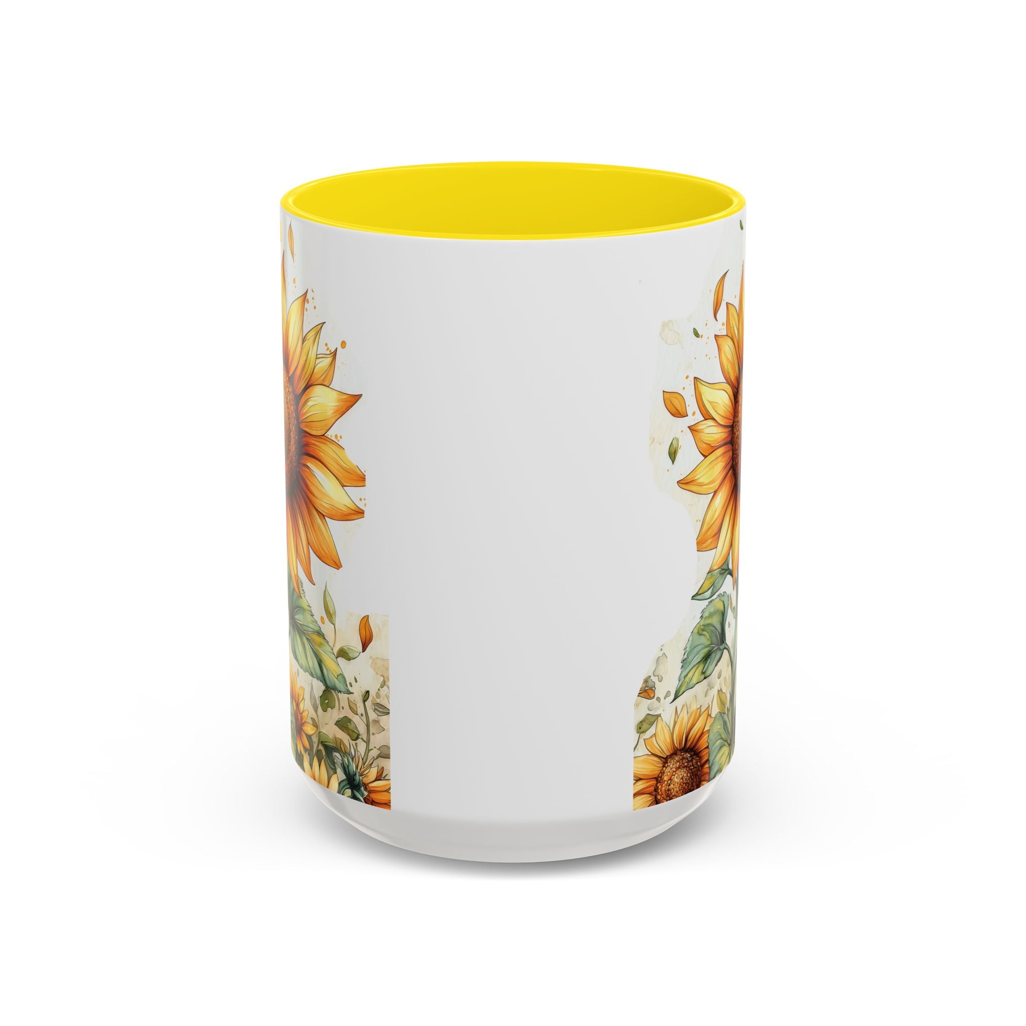 Sunflower Ceramic Coffee Mug — Yellow Interior Accent (11/15oz)