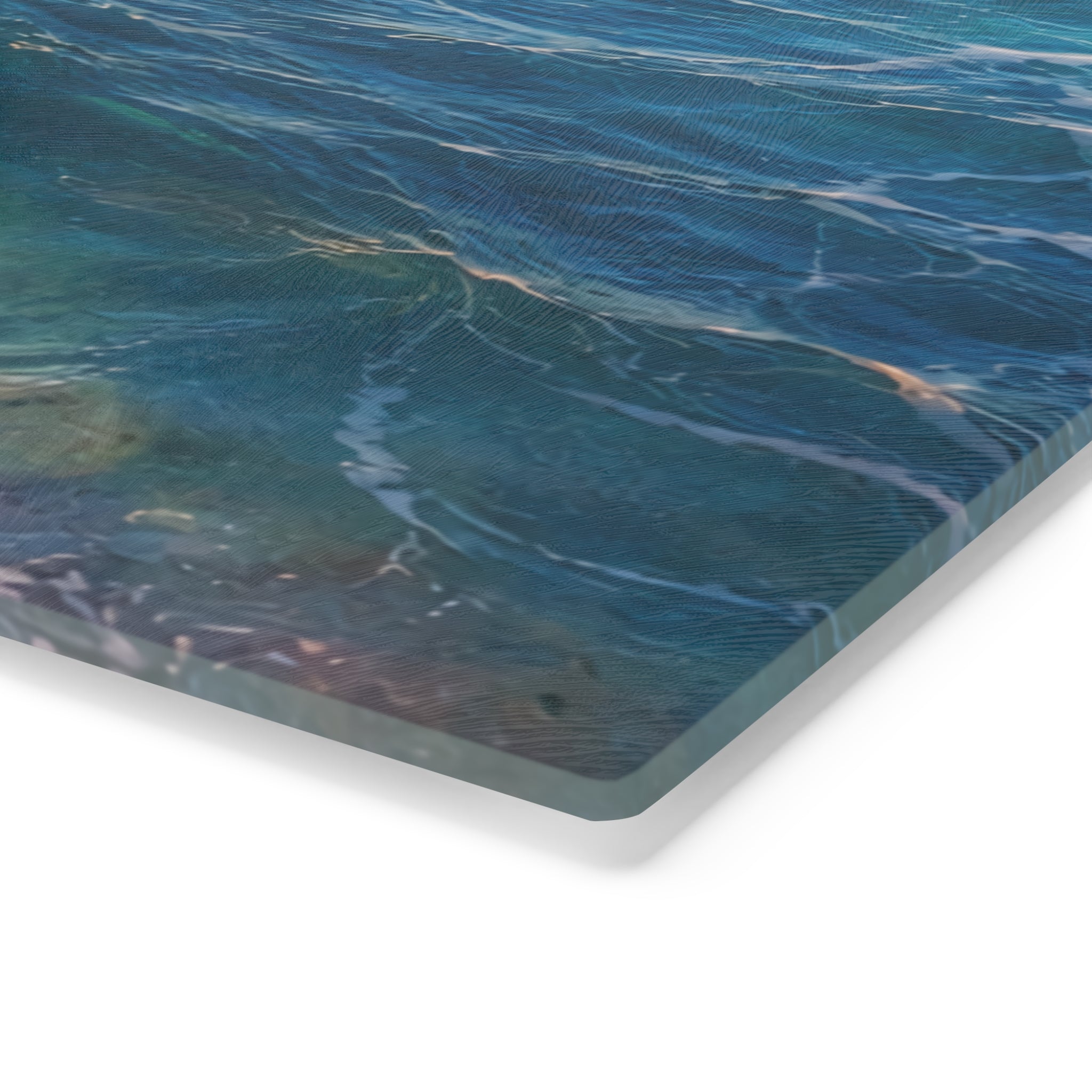 Cozy Coastal Surf and Sand Tempered Glass Cutting Board - Heart Design