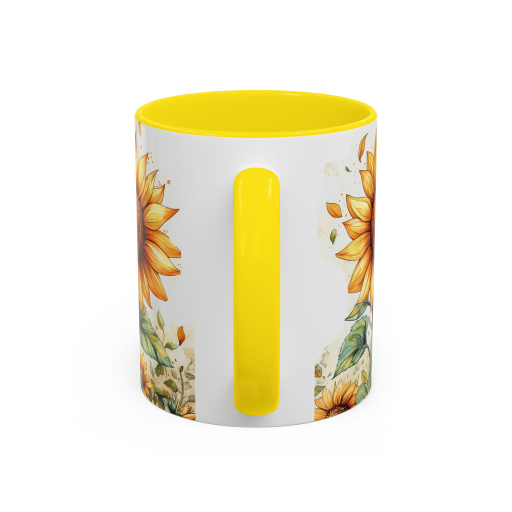 Sunflower Ceramic Coffee Mug — Yellow Interior Accent (11/15oz)