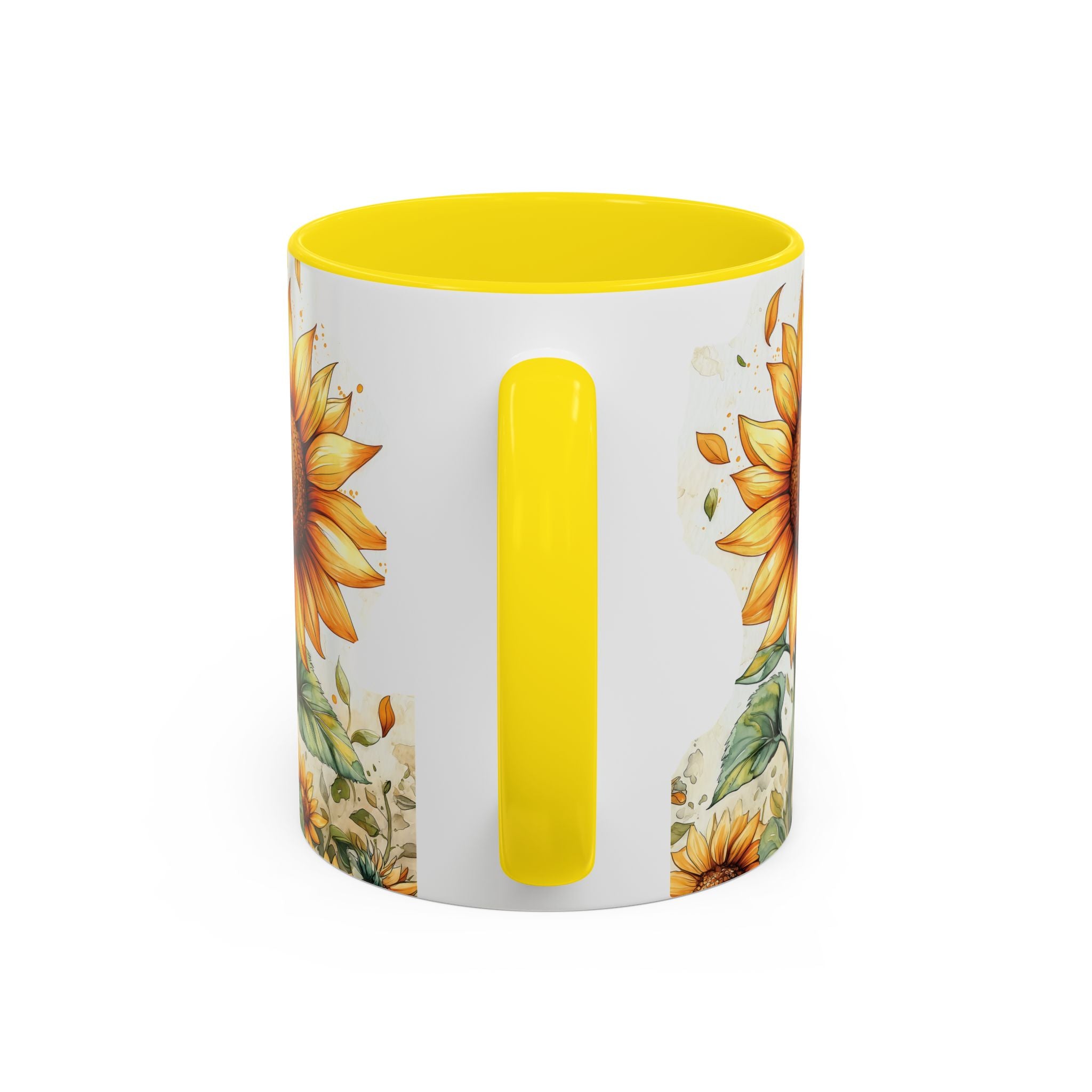 Sunflower Ceramic Coffee Mug — Yellow Interior Accent (11/15oz)