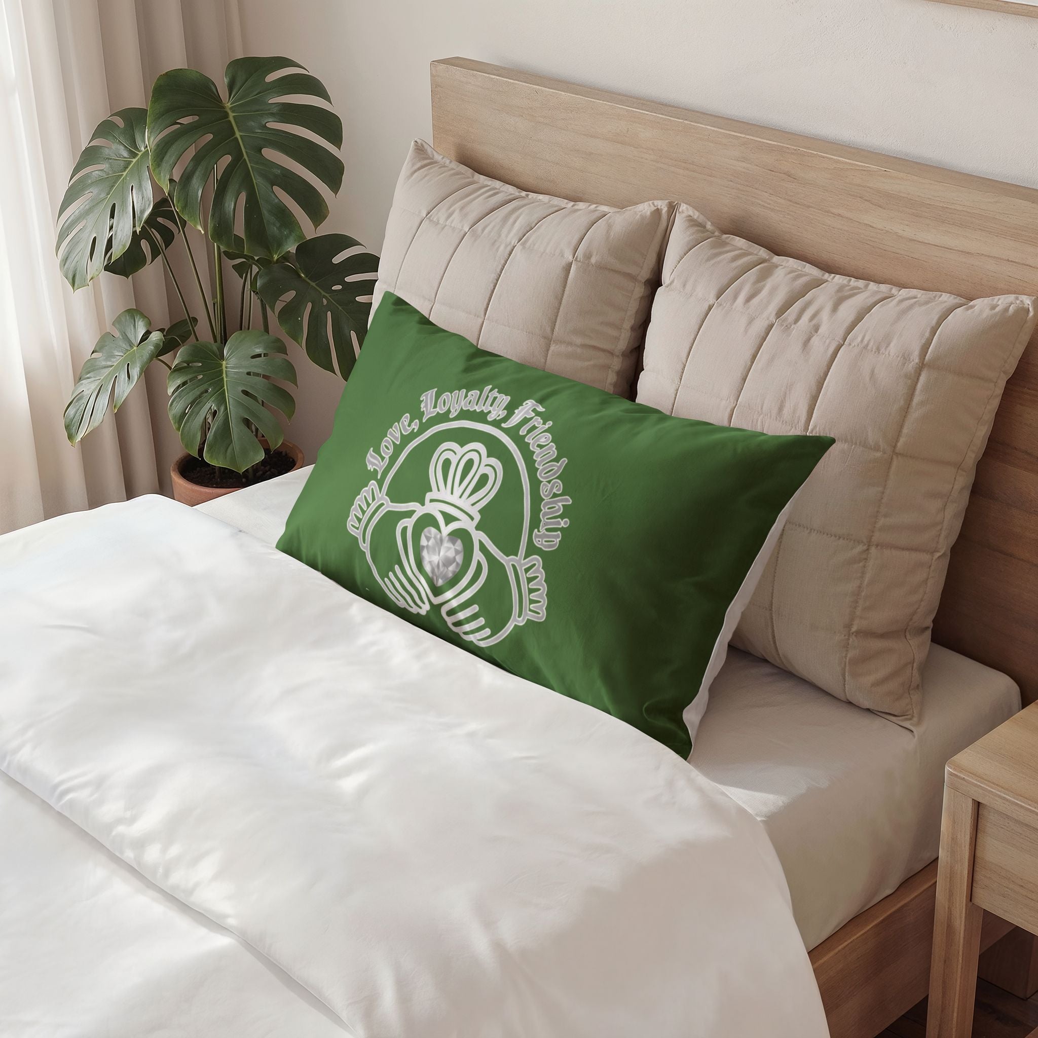 Claddagh Cotton Pillow Sham — Irish Friendship Love Loyalty Design