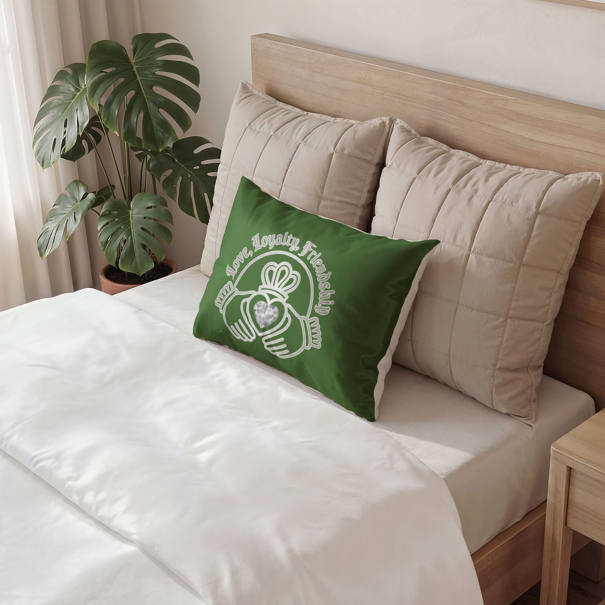 Claddagh Cotton Pillow Sham — Irish Friendship Love Loyalty Design