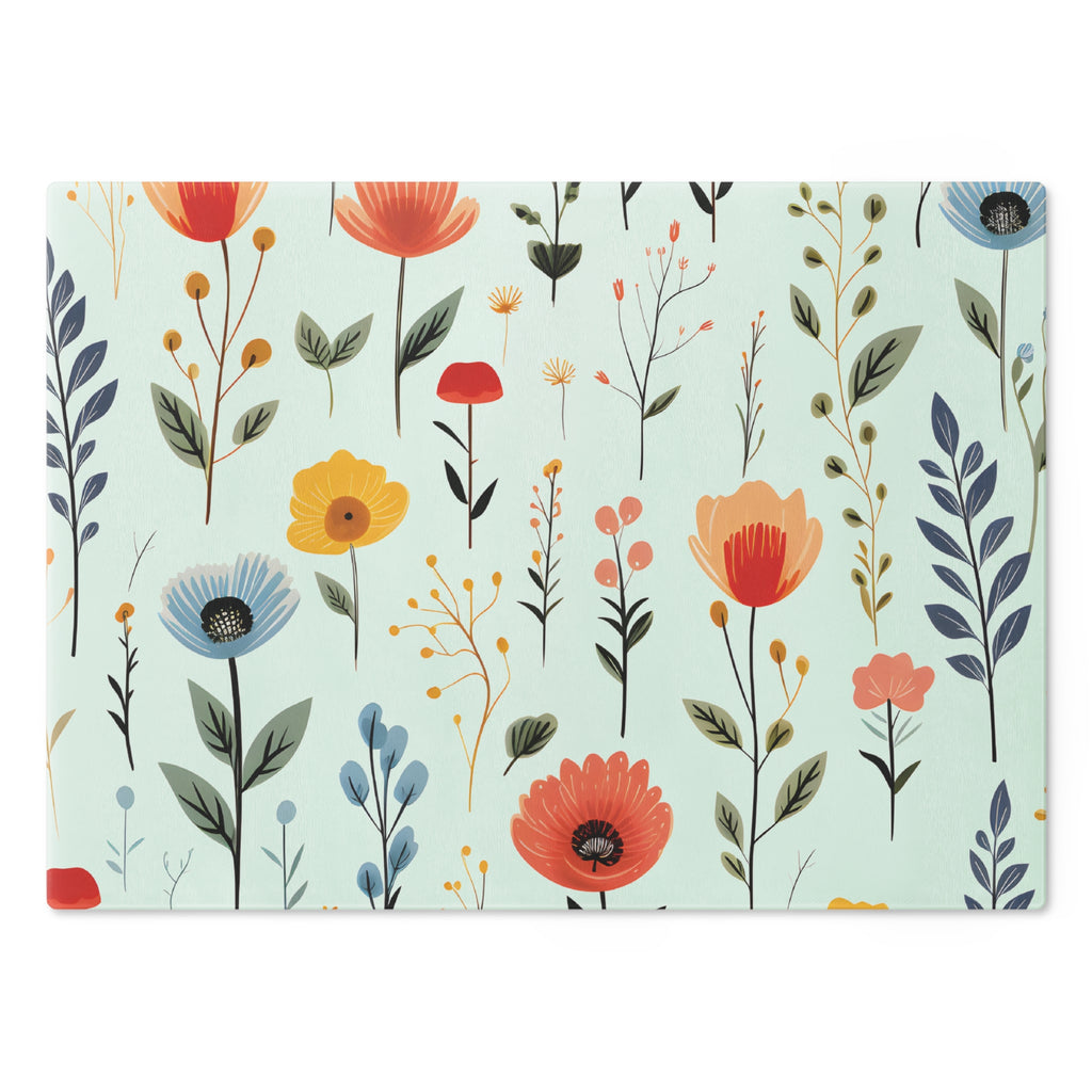 Wildflower Glass Cutting Board — Floral Kitchen Cutting Board