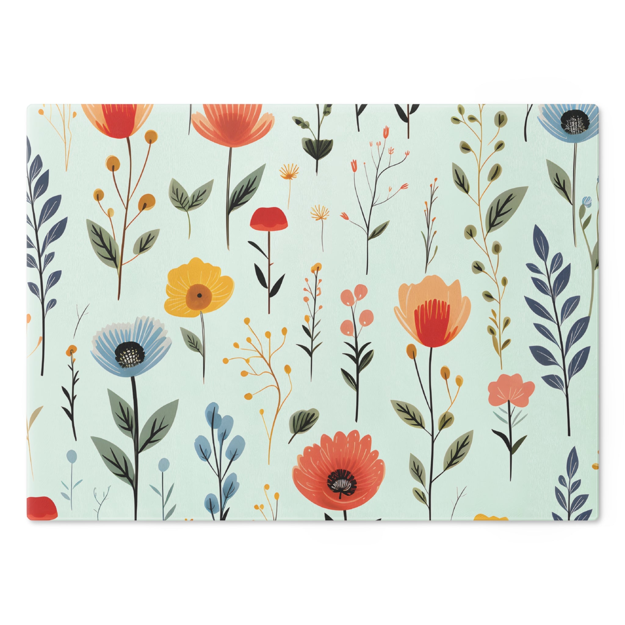 Wildflower Glass Cutting Board — Floral Kitchen Cutting Board