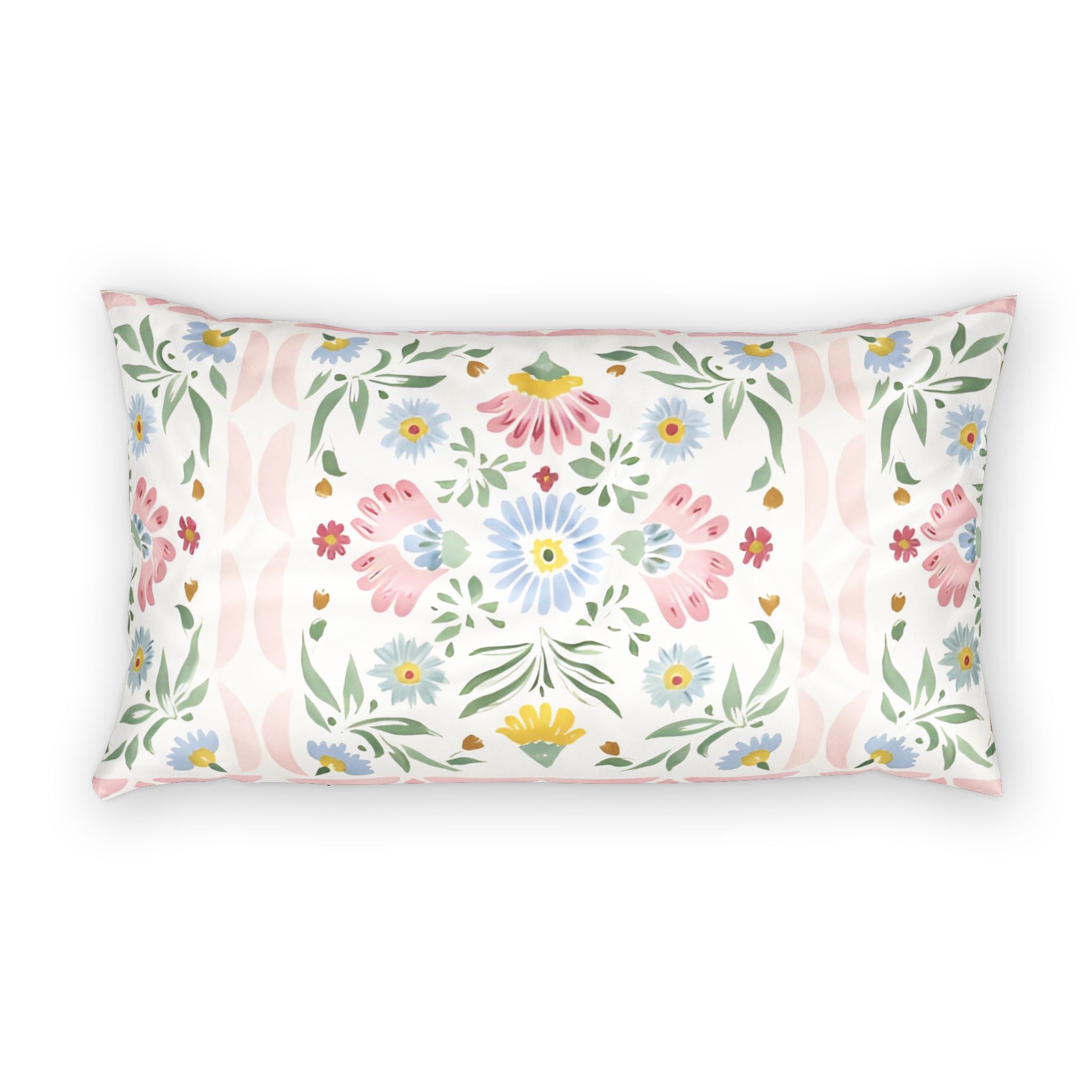 Trellised Floral Cotton Pillow Sham — Decorative Garden Trellis Throw Pillow Cover