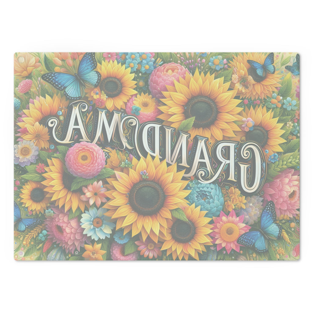 Sunflower Cutting Board — "Grandma" Printed Kitchen Gift