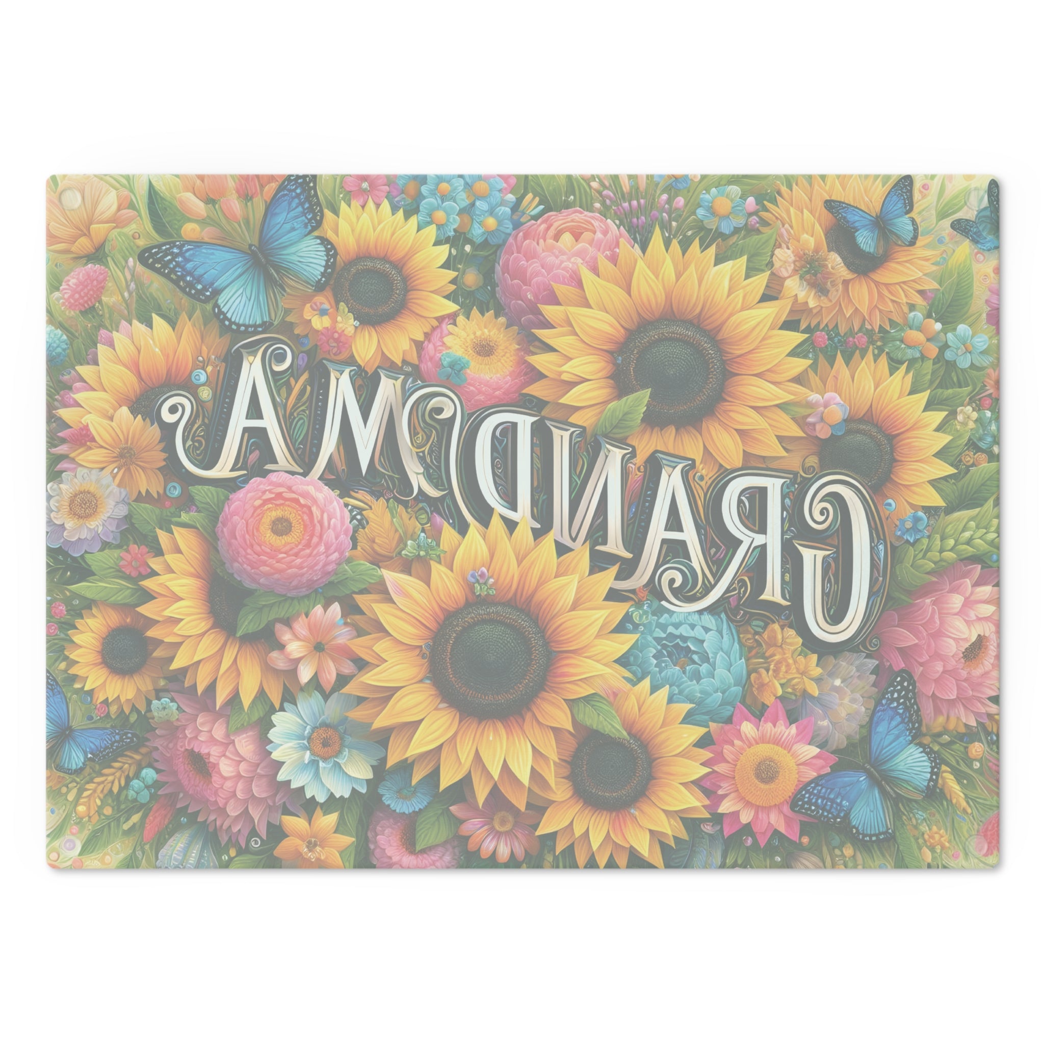 Sunflower Cutting Board — "Grandma" Printed Kitchen Gift