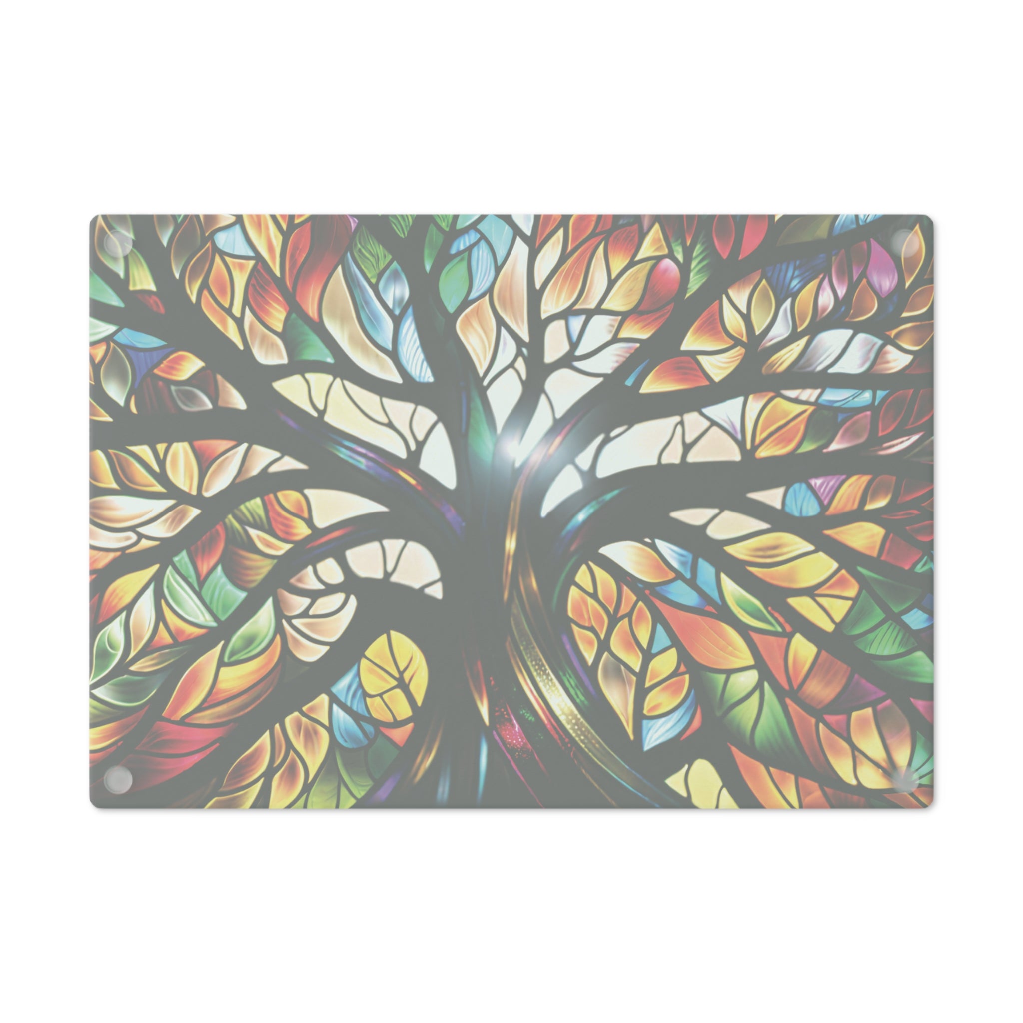 Stained Glass Tree of Life Cutting Board — Decorative Tempered Glass Kitchen Board