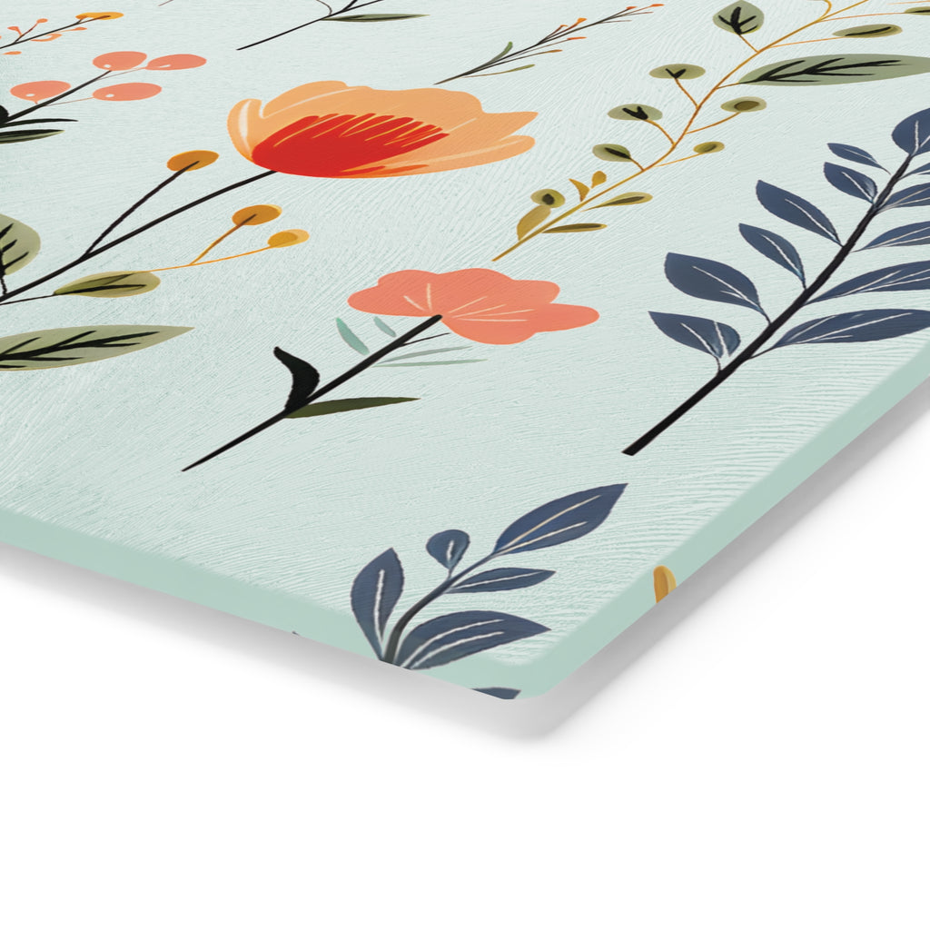 Wildflower Glass Cutting Board — Floral Kitchen Cutting Board