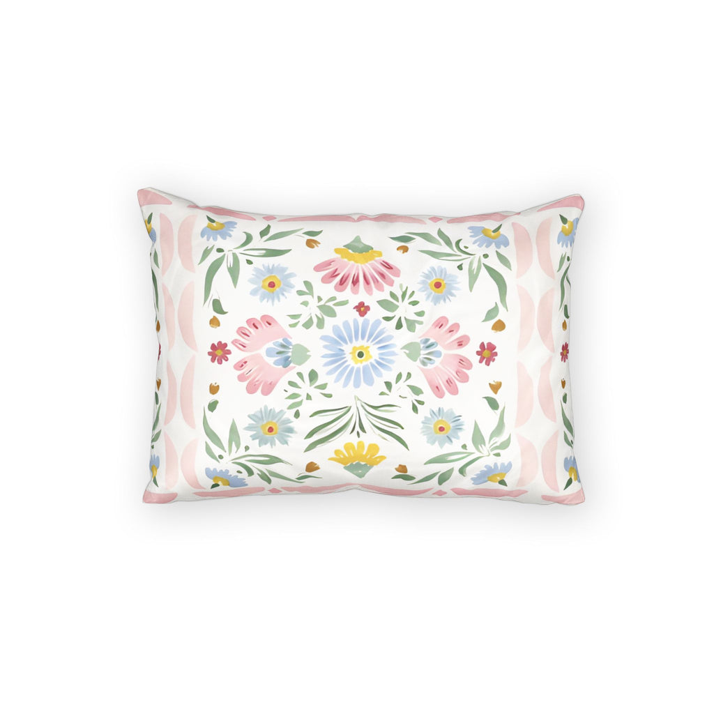Trellised Floral Cotton Pillow Sham — Decorative Garden Trellis Throw Pillow Cover