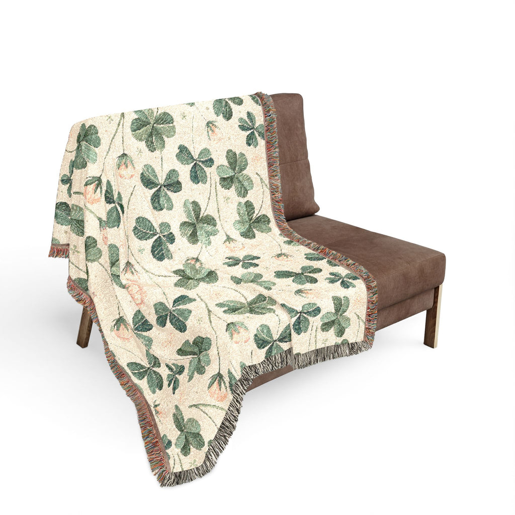 Shamrock & Floral Woven Blanket — St. Patrick’s Day Cozy Throw