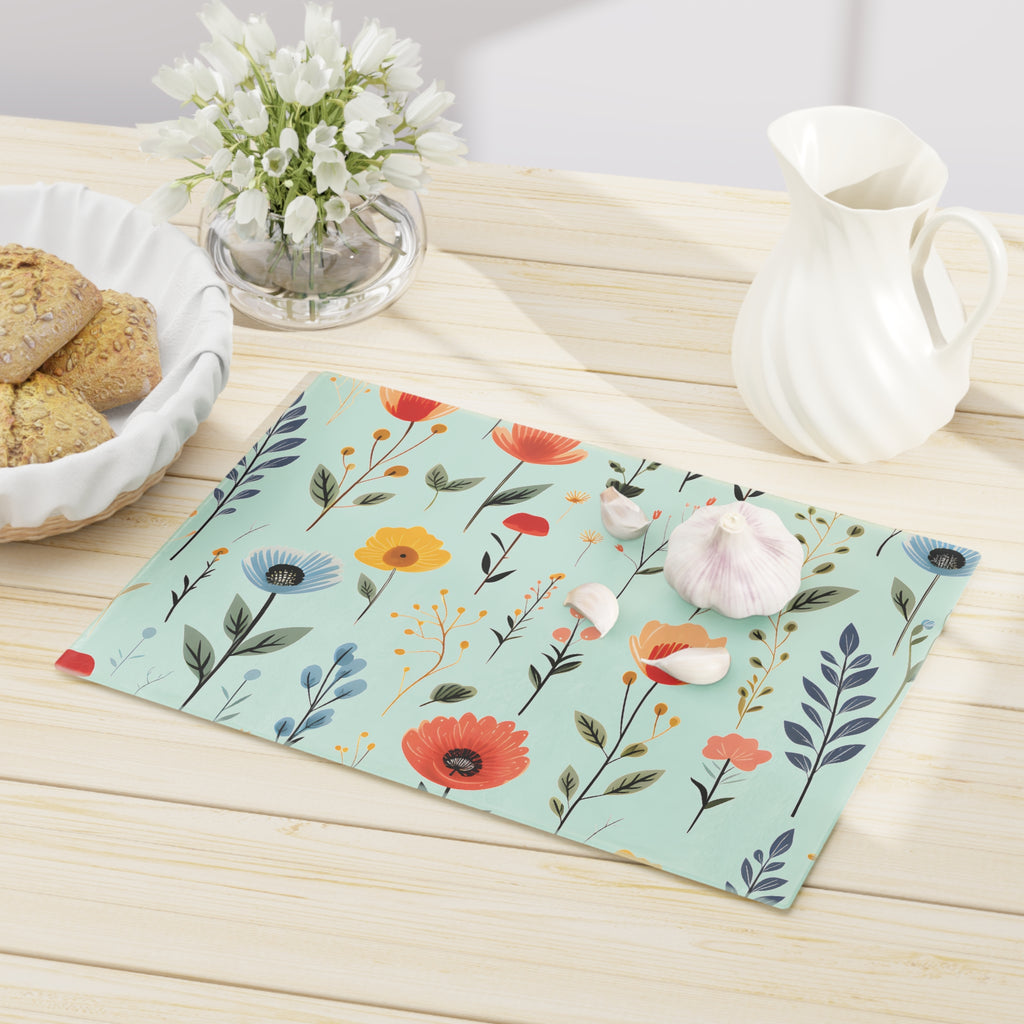 Wildflower Glass Cutting Board — Floral Kitchen Cutting Board
