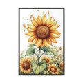 Sunflower Watercolor Matte Framed Canvas Wall Art