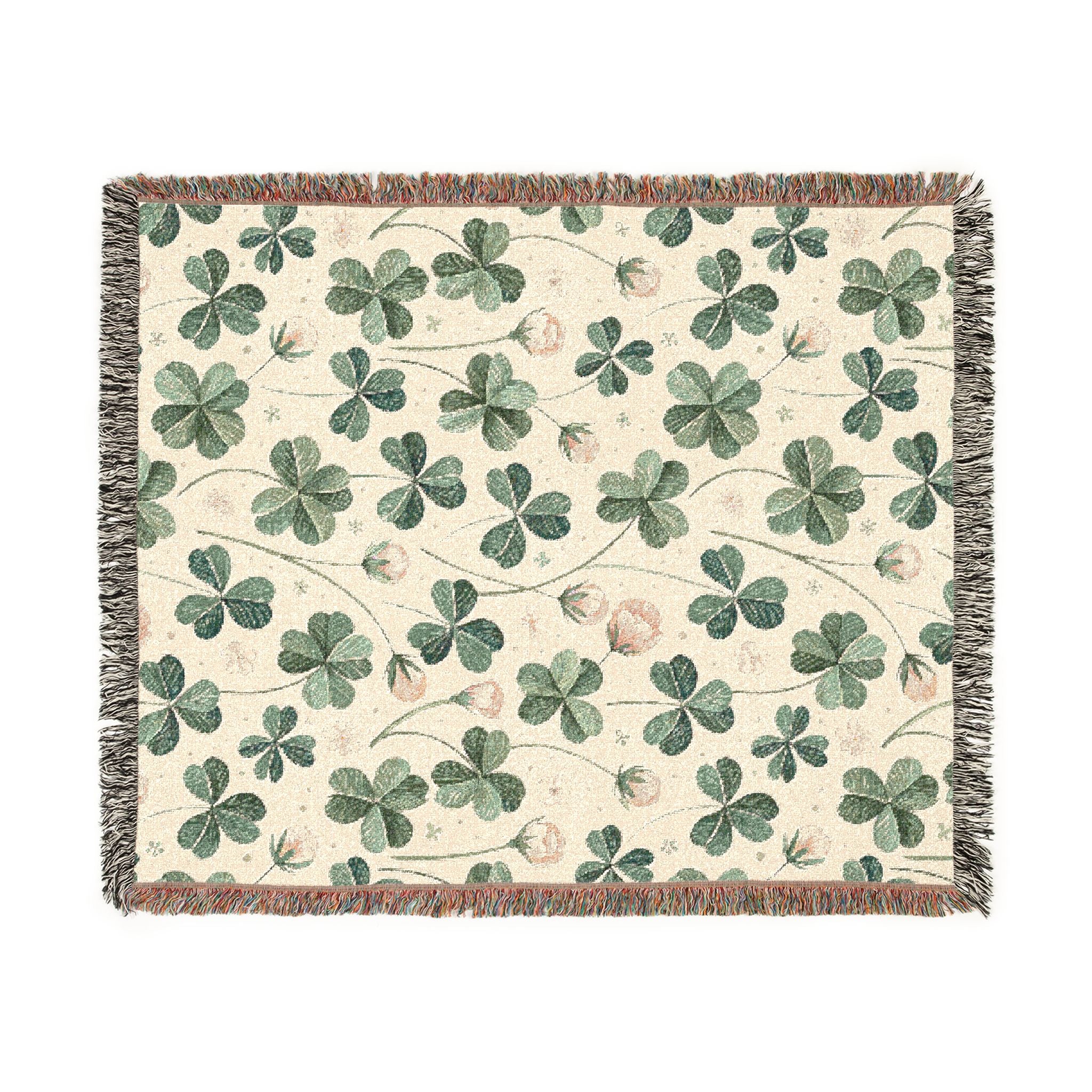 Shamrock & Floral Woven Blanket — St. Patrick’s Day Cozy Throw