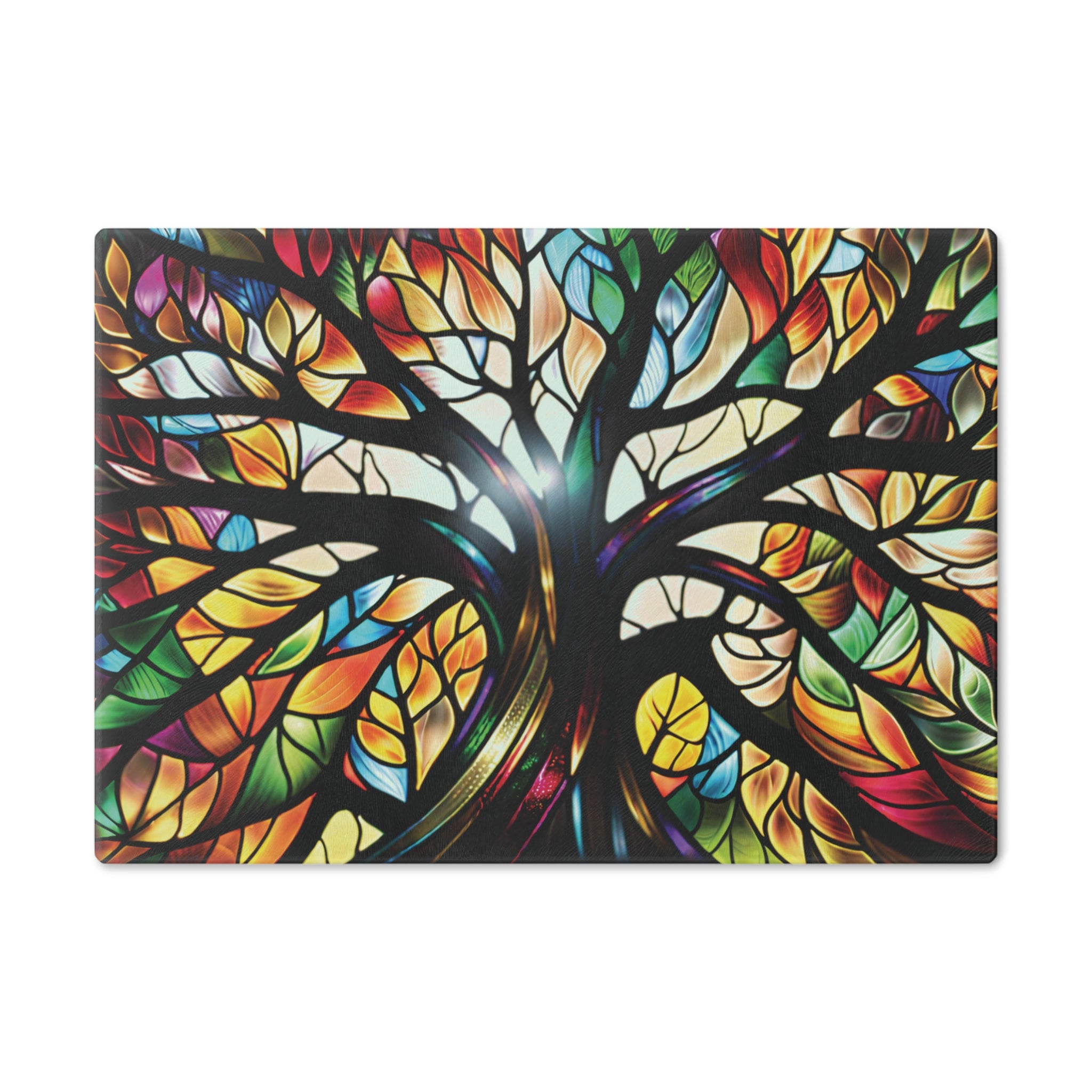Stained Glass Tree of Life Cutting Board — Decorative Tempered Glass Kitchen Board