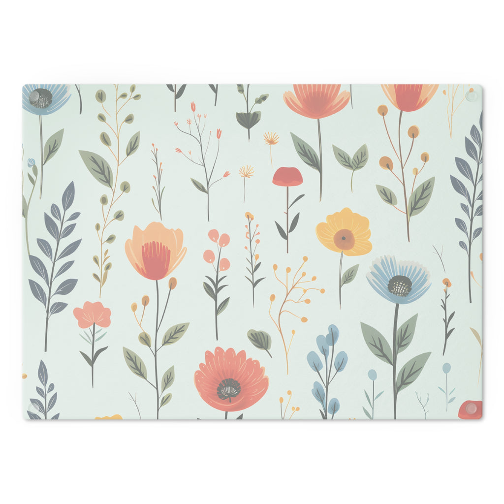 Wildflower Glass Cutting Board — Floral Kitchen Cutting Board