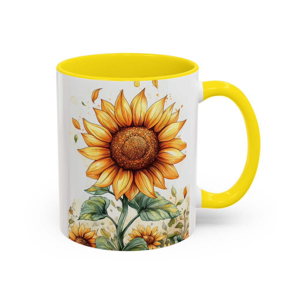 Sunflower Ceramic Coffee Mug — Yellow Interior Accent (11/15oz)