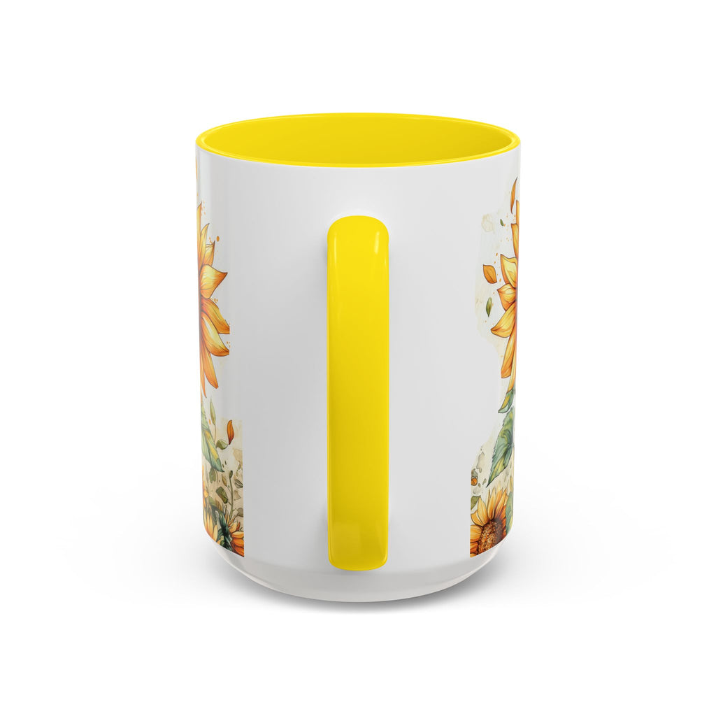 Sunflower Ceramic Coffee Mug — Yellow Interior Accent (11/15oz)