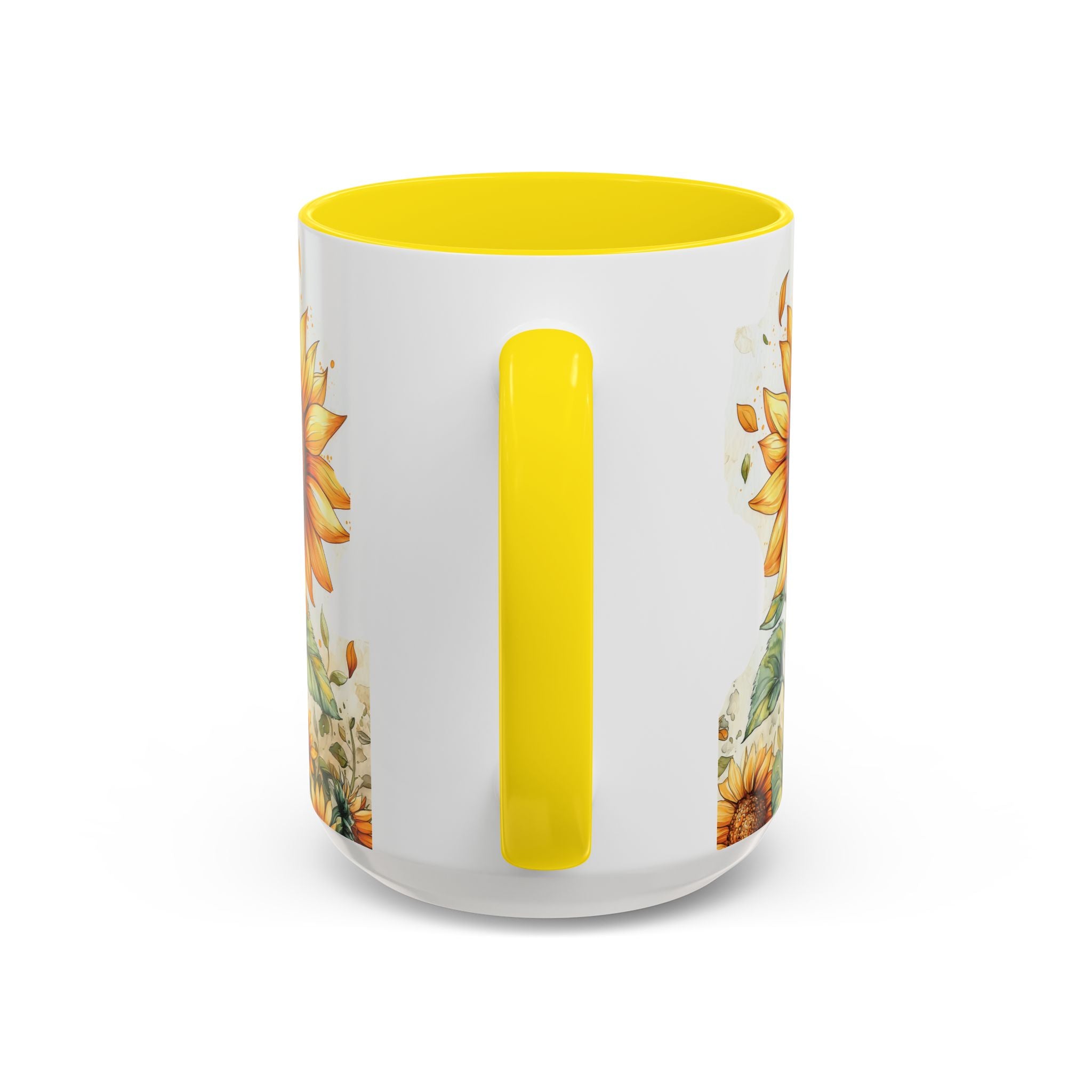Sunflower Ceramic Coffee Mug — Yellow Interior Accent (11/15oz)