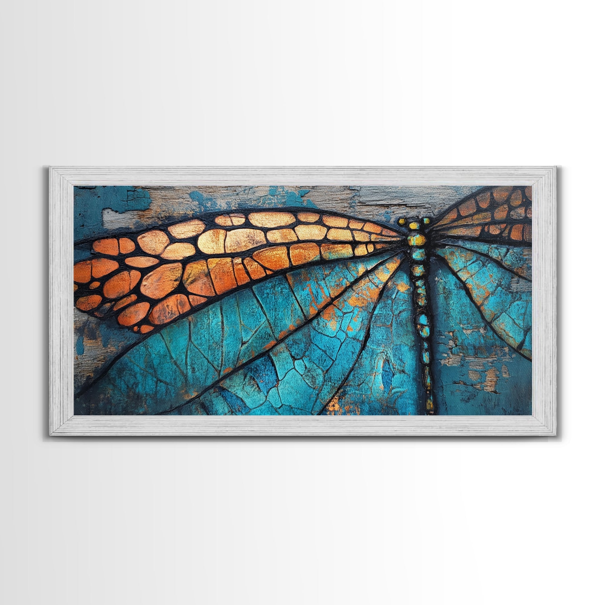 Dragonfly Wings, Mosaic Wall Art, Sacred Geometry Wall Art, Moody Art, Teal Wall Art, Abstract Art, Canvas Print, Cottagecore Wall Art