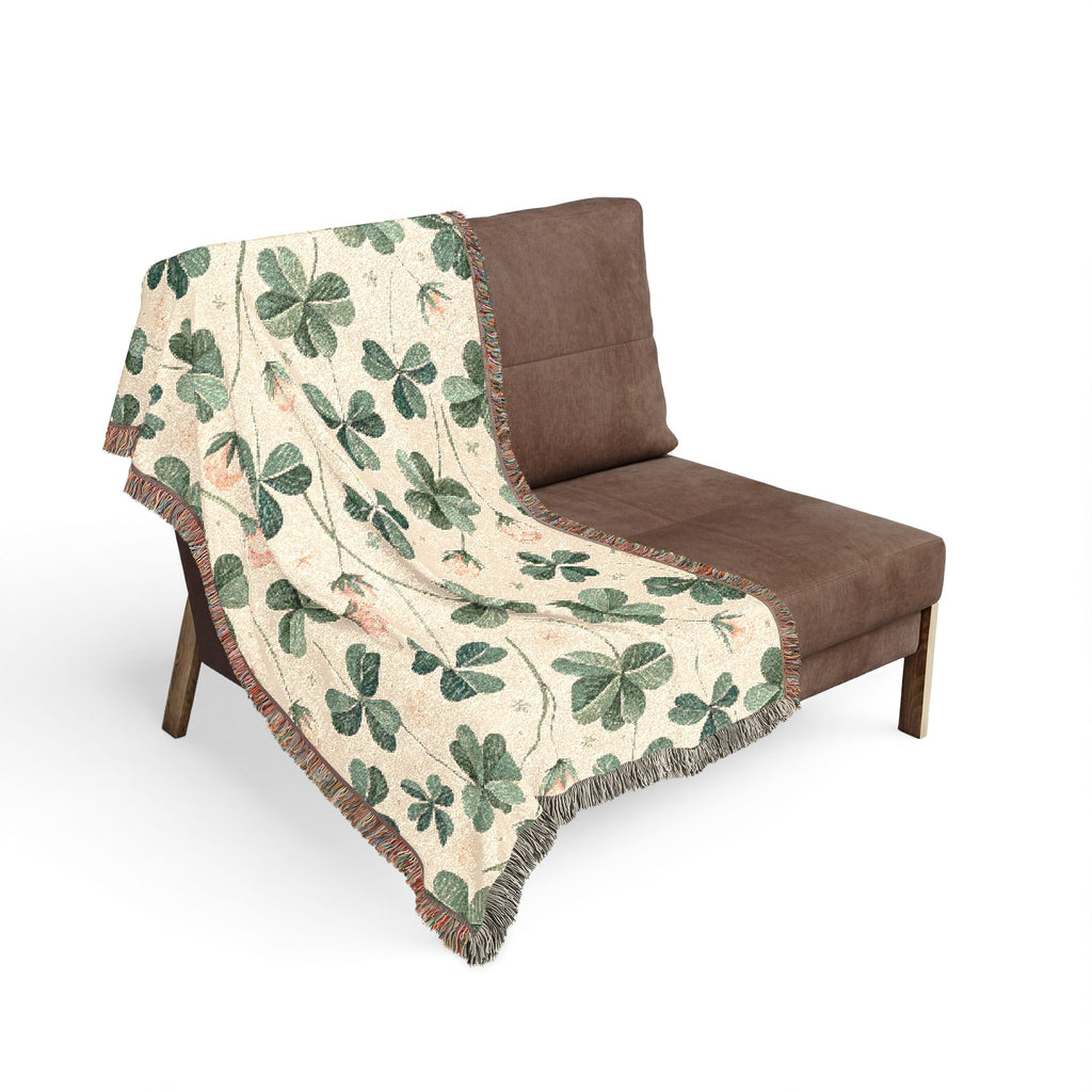 Shamrock & Floral Woven Blanket — St. Patrick’s Day Cozy Throw