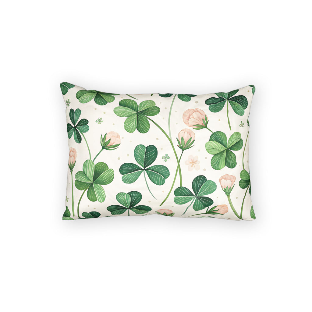 Shamrock & Pink Floral Cotton Pillow Sham — St. Patrick’s Day Spring Decor