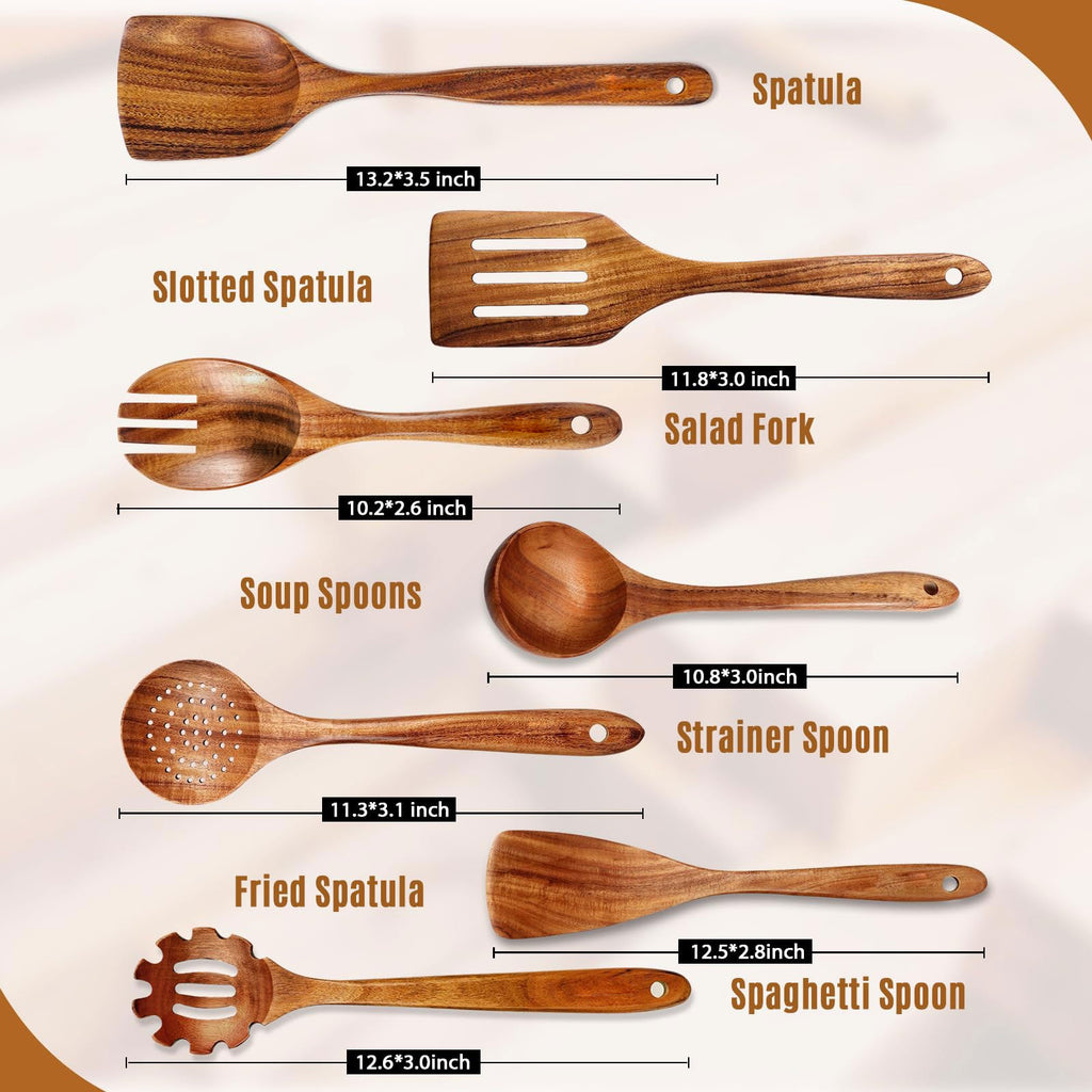 Premium Teak Wooden Utensil Set | 3CARATS