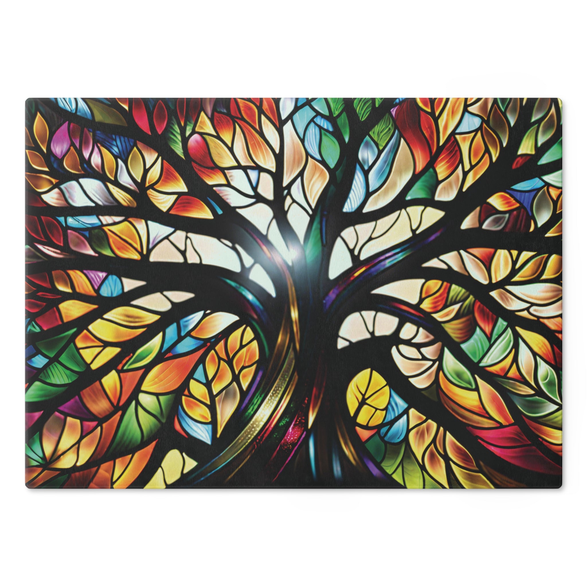 Stained Glass Tree of Life Cutting Board — Decorative Tempered Glass Kitchen Board