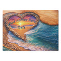 Cozy Coastal Surf and Sand Tempered Glass Cutting Board - Heart Design