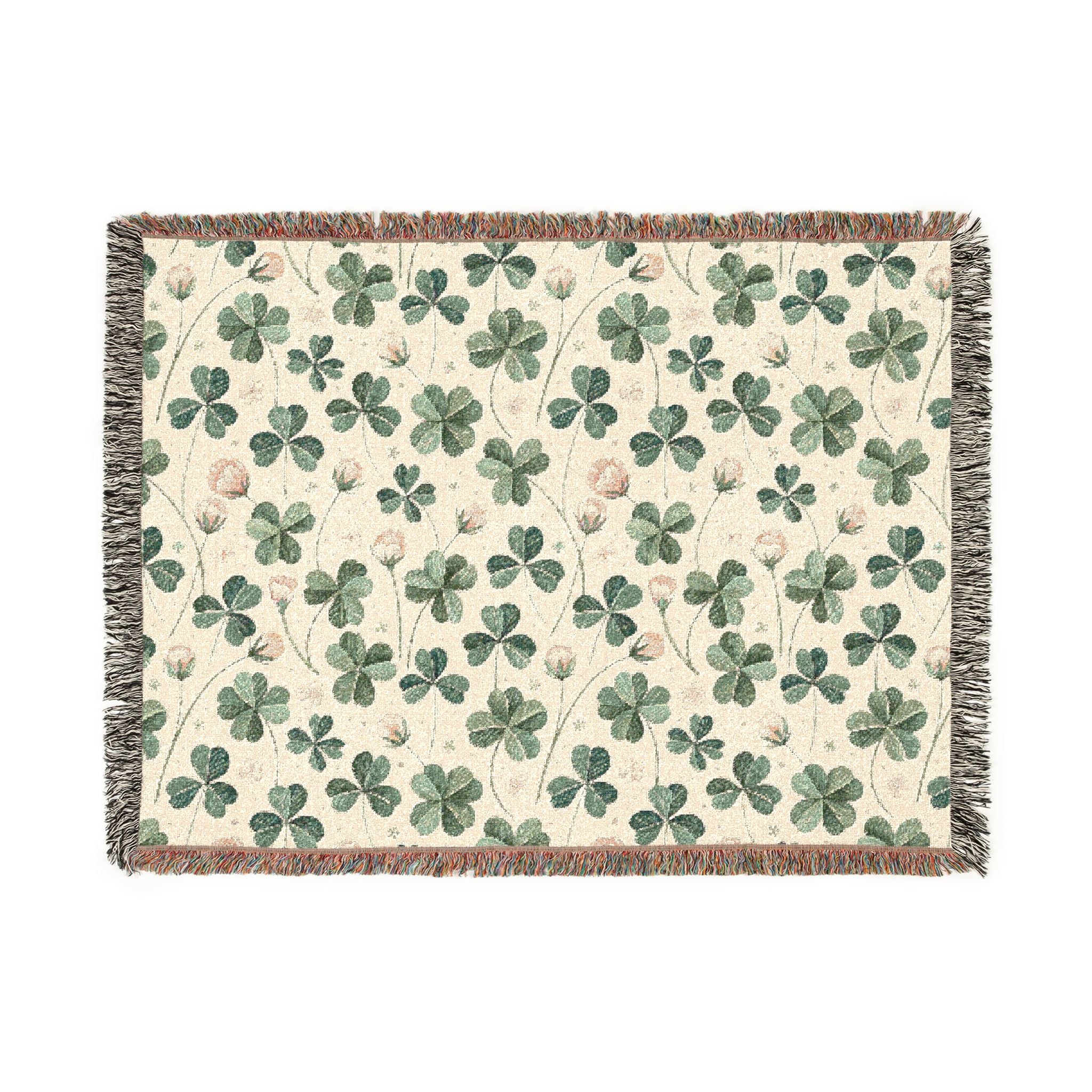 Shamrock & Floral Woven Blanket — St. Patrick’s Day Cozy Throw