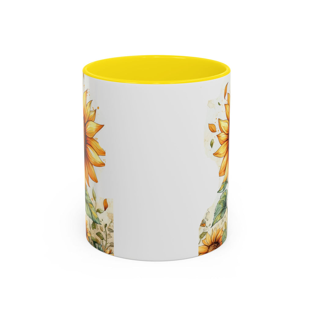 Sunflower Ceramic Coffee Mug — Yellow Interior Accent (11/15oz)