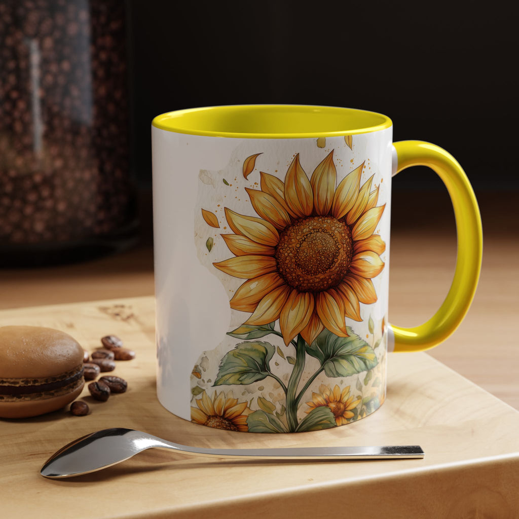 Sunflower Ceramic Coffee Mug — Yellow Interior Accent (11/15oz)