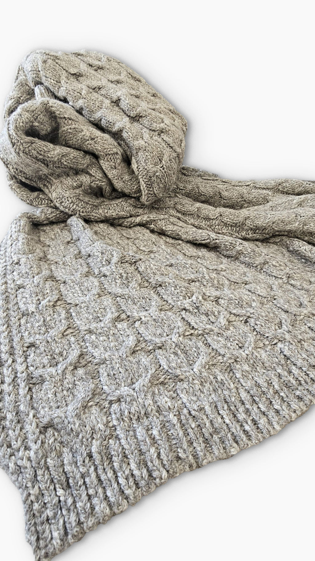 Muru Collection - Handloomed Peruvian Pima Cotton & Undyed Baby Alpaca Graphite Cable Throw Blanket From Peru