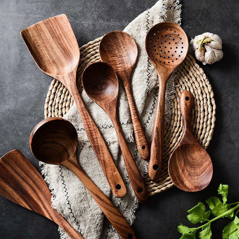 Premium Teak Wooden Utensil Set | 3CARATS
