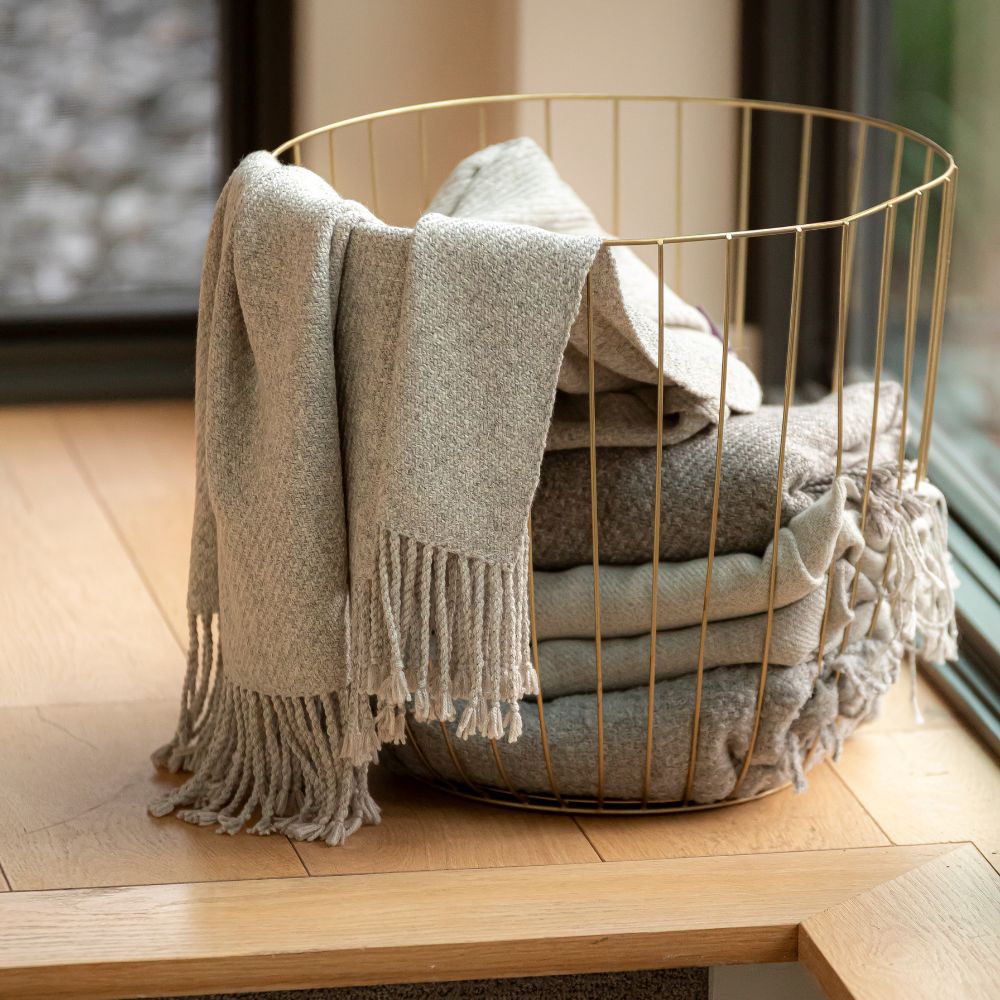 Kulsi Collection - Handloomed Undyed Baby Alpaca & Peruvian Pima Cotton Silver Throw Blanket From Peru