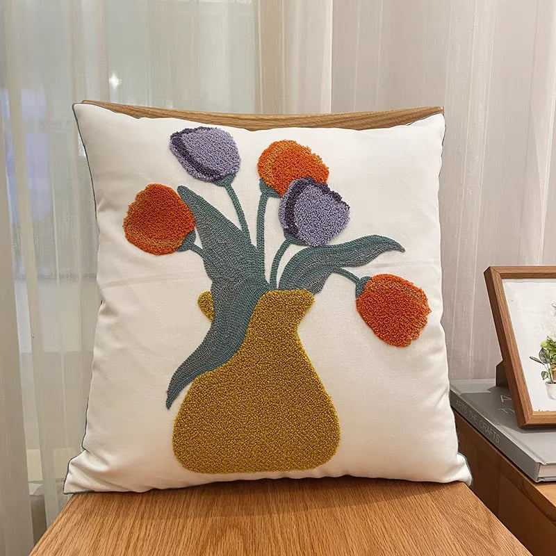 DecorBites™ Luxe Embroidered Cushion Cover, Premium Decor Pillowcases