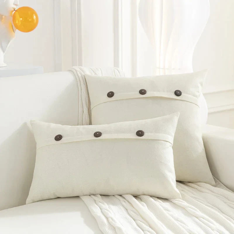 DecorBites™ Linen Button Sofa Cushion Cover Set for Living Room and Bed