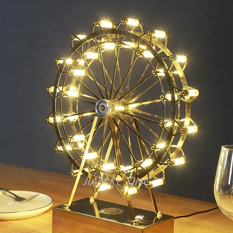 DecorBites™ LED Ferris Wheel Table Lamp for Bedroom Decor Stainless Steel Night Light