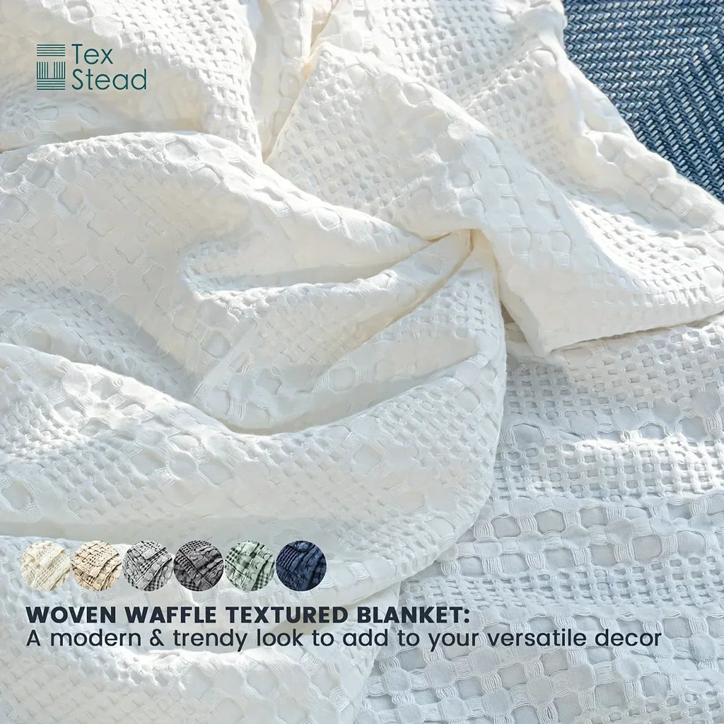 DecorBites™ Bamboo Cotton Waffle Blanket - Lightweight Breathable Blanket