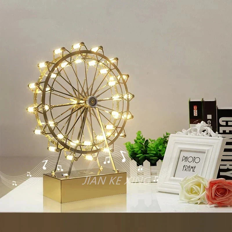 DecorBites™ LED Ferris Wheel Table Lamp for Bedroom Decor Stainless Steel Night Light