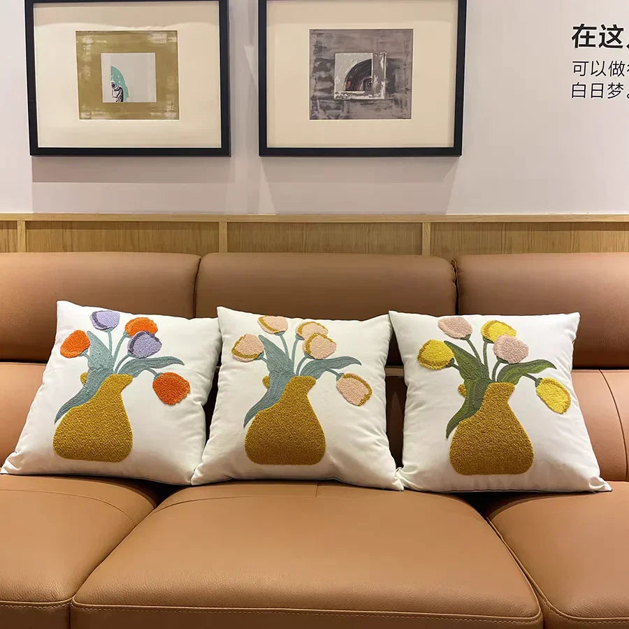 DecorBites™ Luxe Embroidered Cushion Cover, Premium Decor Pillowcases