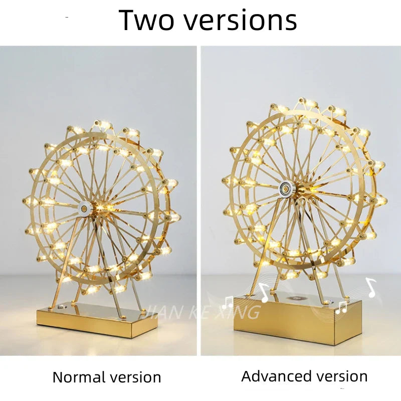 DecorBites™ LED Ferris Wheel Table Lamp for Bedroom Decor Stainless Steel Night Light
