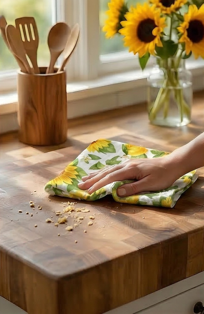 Vibrant Sunflower Pattern 100% Cotton Twill Tea Towel – 18x30 Decorative Kitchen Hand Towel