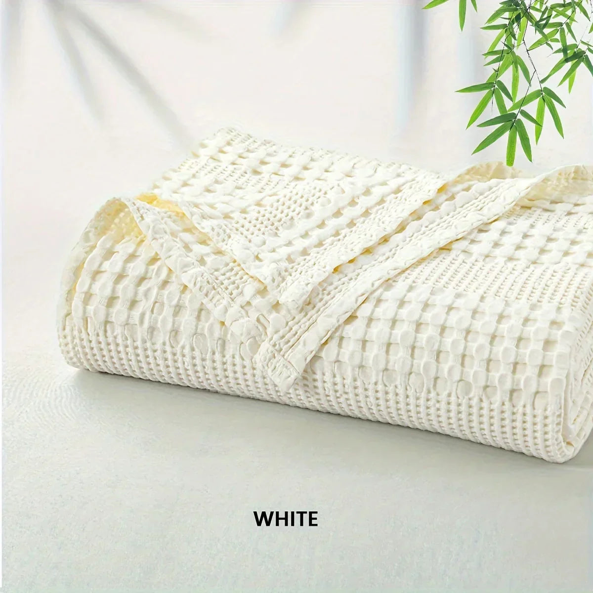 DecorBites™ Bamboo Cotton Waffle Blanket - Lightweight Breathable Blanket