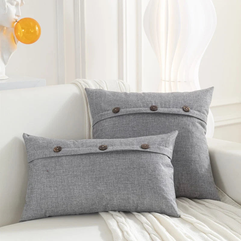 DecorBites™ Linen Button Sofa Cushion Cover Set for Living Room and Bed