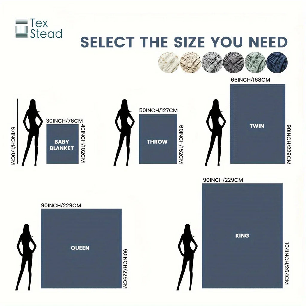 DecorBites™ Bamboo Cotton Waffle Blanket - Lightweight Breathable Blanket