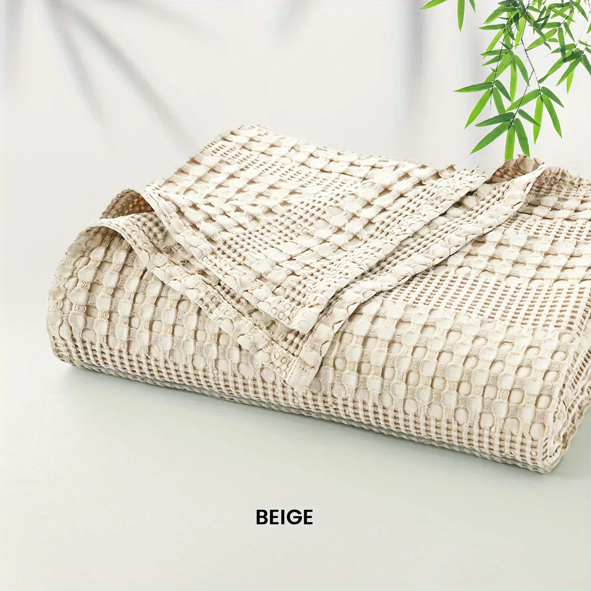 DecorBites™ Bamboo Cotton Waffle Blanket - Lightweight Breathable Blanket
