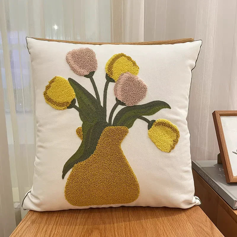 DecorBites™ Luxe Embroidered Cushion Cover, Premium Decor Pillowcases